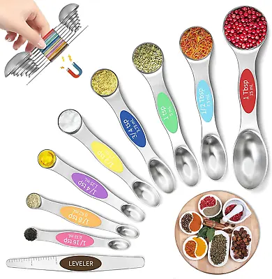 Magnetic Measuring Spoons Set Of 9 Dual Sided Stainless Steel Measuring Spoons  • $13.32