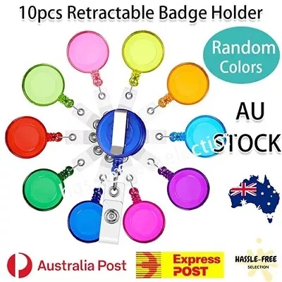 10Pcs Retractable Badge Holder ID Card Plastic Work Key Ring Security Clip Reel • $9.49