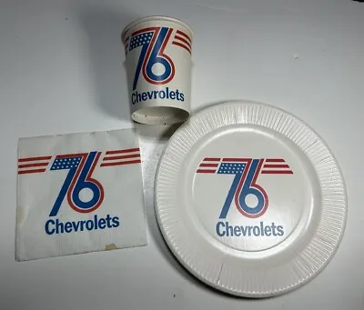 Vintage 1976 Chevrolet “76” Chevy Dealership Napkin Plate Cup Lot (1 Of Each) • $12.75