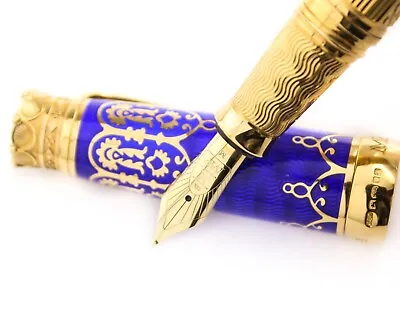 Michel Perchin Imperial 10th Anniversary Blue Vermeil Fountain Pen - LOW #04/88 • $6750