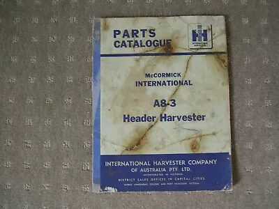 McCORMICK INTERNATIONAL A8-3 HEADER HARVESTER SPARE PARTS MANUAL. CIRCA 1961. • $48