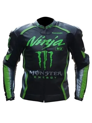 Kawasaki Ninja  Monster Leather Motorcycle Racing Jacket Black • $160