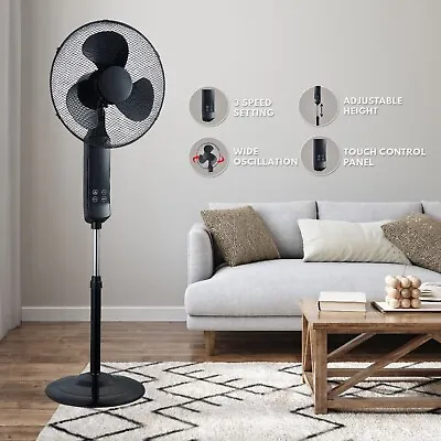 £34.89 • Buy 16   Oscillating Pedestal Cool Air Fan 3 Speed Remote Control With Timer