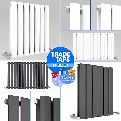 Horizontal Panel Radiator Anthracite White Flat Oval Single Double Column Rads • £42.99