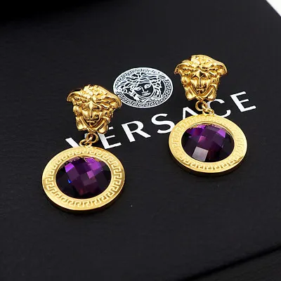 VER.SACE Purple Crystal Medusa Earrings • $69.85