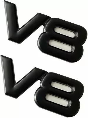 $12.99 • Buy 2pcs Metal Chrome V8 Vntage Car Trunk Tailgate Rear Emblem Badge Decal (Black)