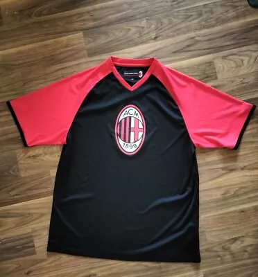 Official AC Milan Training / Sport T-shirt Size Large Centre Logo Black & Red • £15