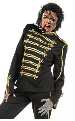 Licensed Michael Jackson Adult Mens Military Black Jacket Fancy Dress Costume • $57.09