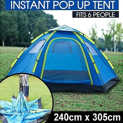 6 Person Instant Tent Pop-Up Camping Tent Set Hiking Fishing Up In Second Carry • $94.99