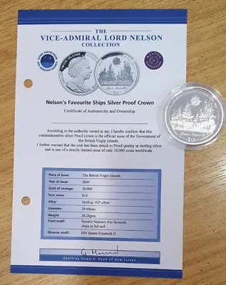 2005 Lord Nelson Collection Silver Proof Crown Nelsons Favourite Ships COA • £25