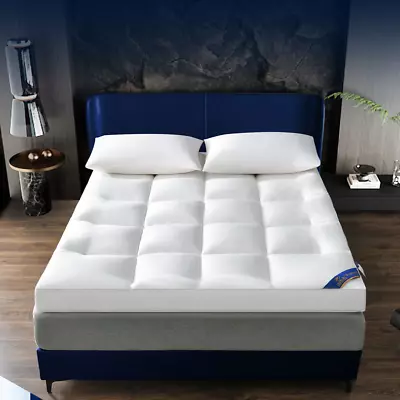 Mattress Topper 4  Inch Luxury Soft Hotel Quality Microfiber All Size 10cm Deep • £22.97