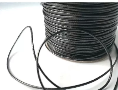 Waxed Polyester Cord Black 2mm Necklace Jewellery Rope String Thread × 5 M. UK • £3.99