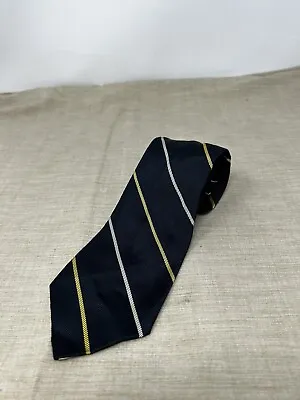 Vintage A Sulka & Co Blue Gold Striped Silk Tie • $29.99