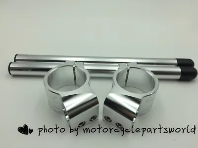 Silver 31mm Cafe Racer Bar 7/8  Motorcycle Universal Clip-On Handlebar Fork Tube • $38.88