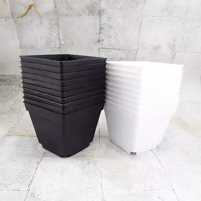 10cm Mini Square Plant Pots Black Plastic Pot Nursery Baskets Succulent Planter • $3.89