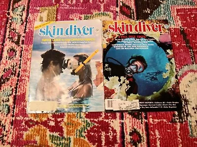 VIntage 1980s Skin Diver Magazine Set Of 2 Retro Beach Ocean Set Scuba Snorkling • $8.27