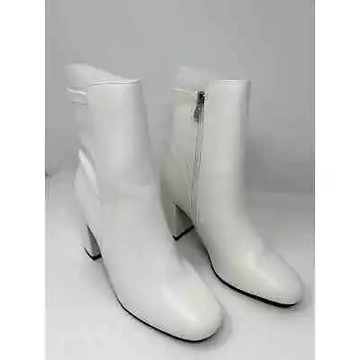 MIA Women's Kymi Ankle Boots Shoes White Sz 8 M Zipper Zip Man-made Block Heels • $29