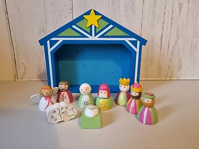 Wooden Nativity Set X9 Small Figures Toy Christmas Imagination Play Ornament  • £12