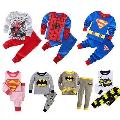 Boys Girls Spiderman Pyjamas Pjs Set Kids Superhero Sleepwear Pjamas 0-8Years • $20.61