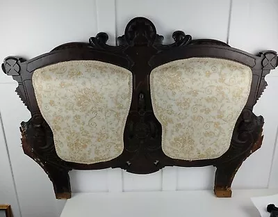 Antique Vintage Loveseat Back Parts DIY Yellow Floral Dark Wood • $46.74