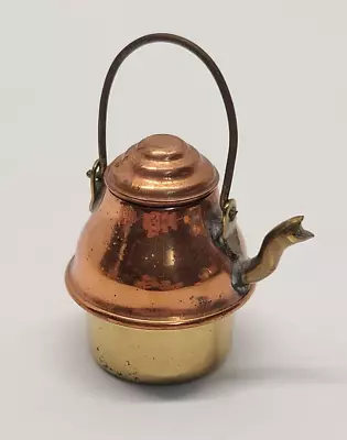 Vintage Dollhouse Miniature Copper Brass Tea Pot Container Teapot Kettel Urn Lid • $20