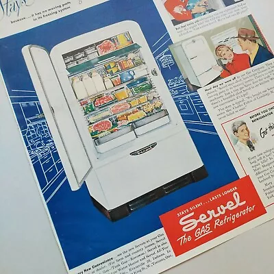 Vintage SERVEL GAS REFRIGERATOR 1949 Original Magazine Ad • $12.50