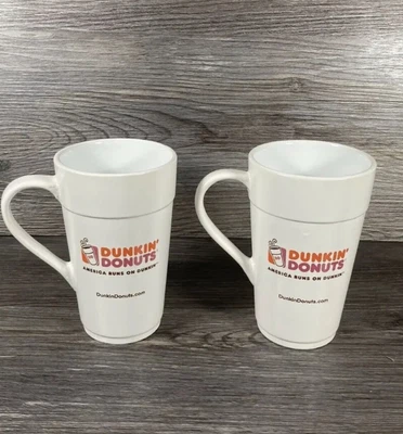 $24.99 • Buy 2 Dunkin Donuts Coffee Mug Cup 2013 16 Ounce Vintage America Runs On Dunkin
