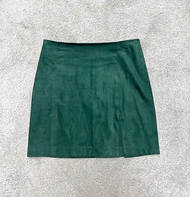 Forever 21 Green Suede Skirt Size S Small Mini Short Solid Womens Zip Back NWOT • $14.99