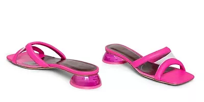 $150 • Buy Staud Simone Lucite Slide Sandal Bougainvillea Pink EU 35.5 US 5.5
