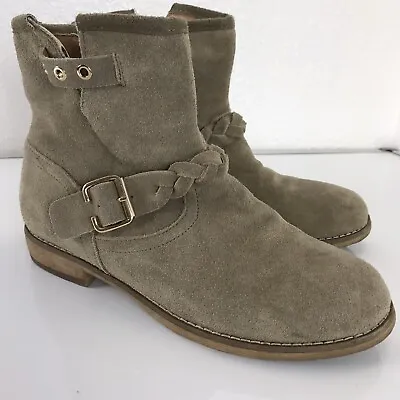 $34.99 • Buy Skechers Womens Suede Braided Tan Ankle Combat Boots 8 Excellent Condition