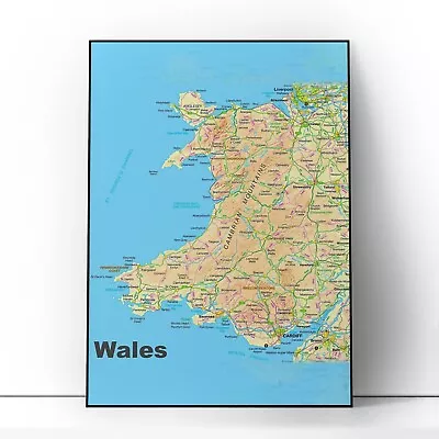 Wales Map Educational Poster Wall Art Chart Map Of England Upto A3 Size • £5.99