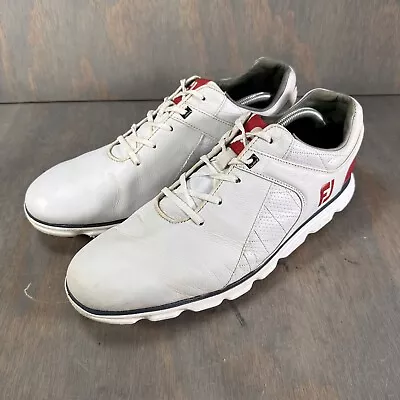FootJoy FJ PRO SL White Red Spikeless Golf Shoes Mens Size 13 • $45