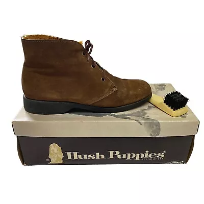 Hush Puppies Cuddle Boots Womens 8M Brown Suede Leather Fleece Lined 1980s • $29.99