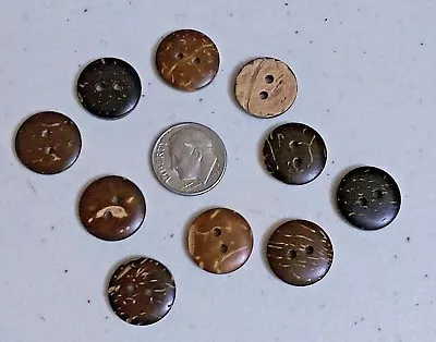 Pkg Of 20 SMALL BROWN 2-hole Coconut Shell Buttons 5/8  (15mm) Craft (1155) • $4.95