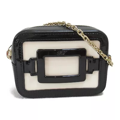 Roger Vivier Cube Pouch Purse Chain Strap Plastics Leather Black White Used • $363