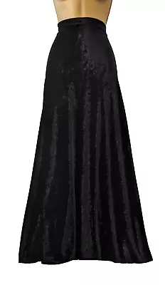 VTG🖤MONSOON TWILIGHT Long Velvet Skirt Sz 14 Black Whimsigoth Soft Velour Maxi • £16.99