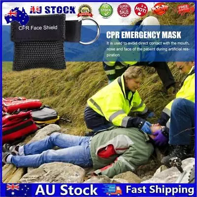 Keychain Resuscitator Face Shield Emergency First Aid CPR Mask (Black) • $7.12