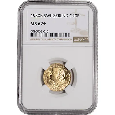 $1015.92 • Buy 1930 B Switzerland Gold 20 Francs - NGC MS67+ Plus Grade