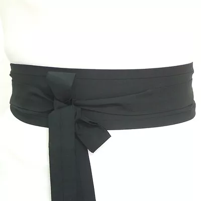 Simple Japan Style BLACK Cotton Unisex Obi Belt Sash For Kimono Yukata Dress NEW • £12.50