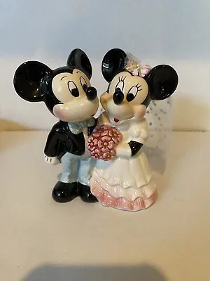 Disney Mickey And Minnie Bride And Groom Cake Topper Figurine Ceramic Ex. • $18