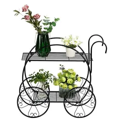 $36.29 • Buy Garden Cart Stand Lower Pot Plant Holder Display Rack Metal Plant Flower Stand