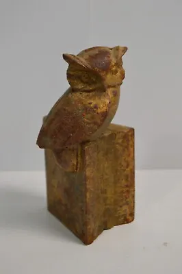 Vintage Metal Owl On Open Book Art Sculpture Paperweight Home Decor • $40