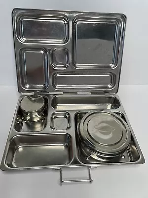 PlanetBox Rover Lunchbox Stainless Steel 5 Compartment With Dipper Snack Contain • $24.99