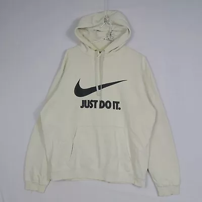 Nike Mens Pullover Jacket Size M Medium Cream Hoodie Just Do It 90's Vintage • $23.99