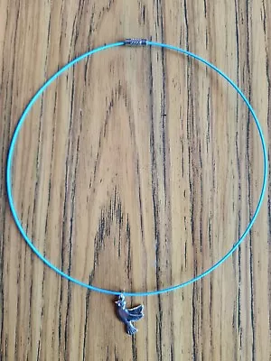 Dove Charm Pendant Memory Wire Choker Necklace. Light Blue Wire. 18 .  • £4.80