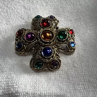 Beautiful Vintage Maltese Cross Rhinestone Brooch • $22