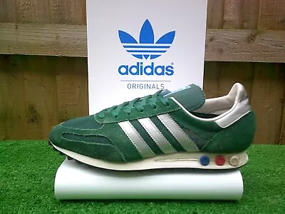 VINTAGE Adidas LA TRAINER 80 S Casuals UK9.5 RARE GREEN COLOURWAY RUNNERS 2016 • £40