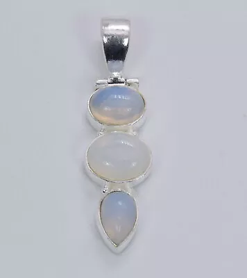 925 Solid Sterling Silver Milky Opalite Pendant -1.5 Inch • $7.99