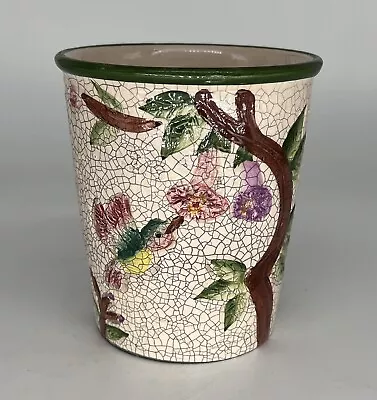 Vintage Flower Pot Crazed Finish Hummingbirds Florals 4 1/2” • $10.99