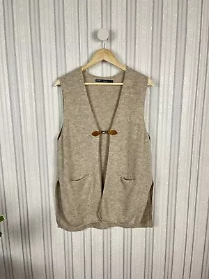 Gudrun Sjoden Beige Wool Knit Sleeveless Hook In Loop Cardigan M • £38.40